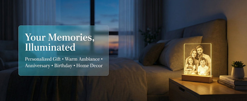 Glass Light Art | Custom Illuminated Keepsake with Different Light Modes