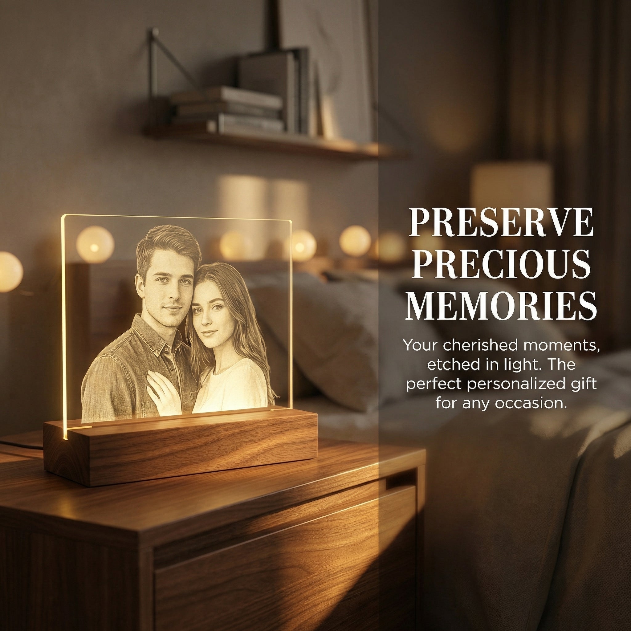 Glass Light Art | Custom Illuminated Keepsake with Different Light Modes