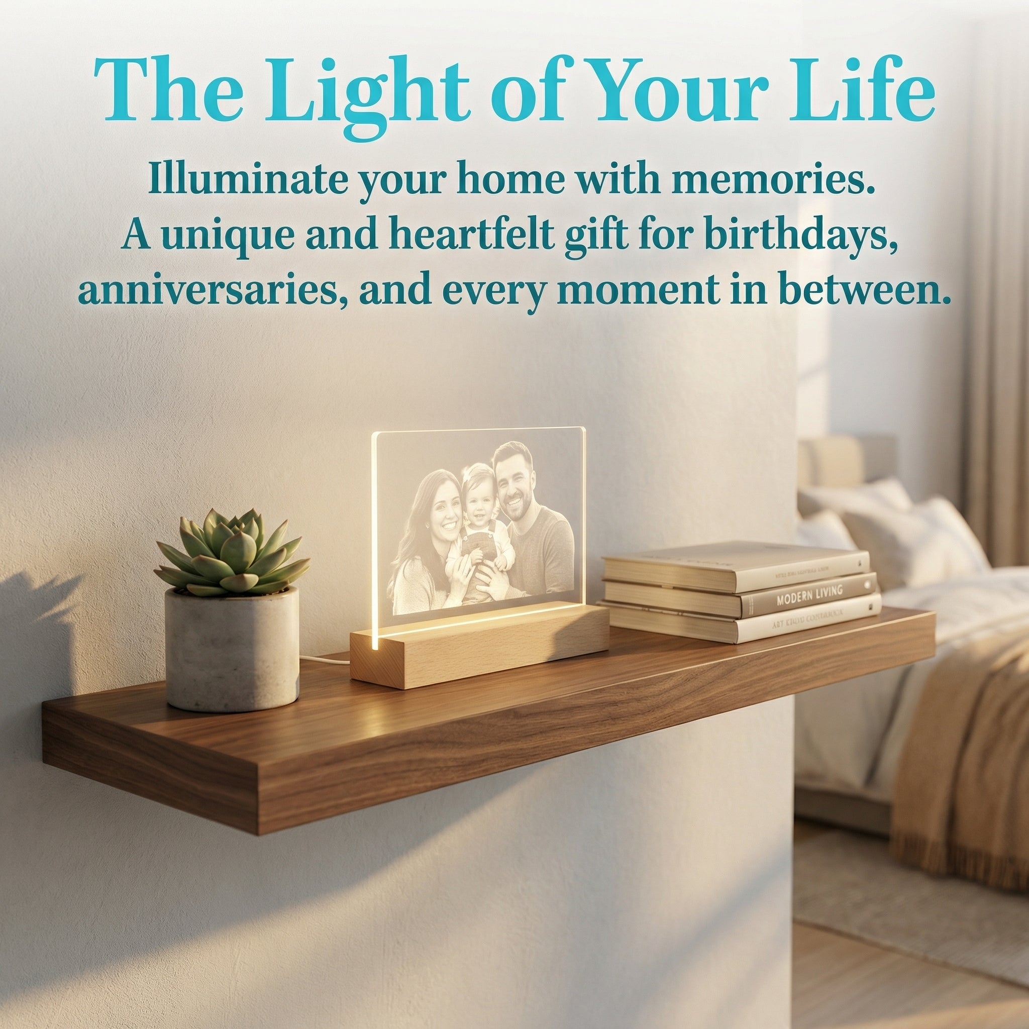 Glass Light Art | Custom Illuminated Keepsake with Different Light Modes