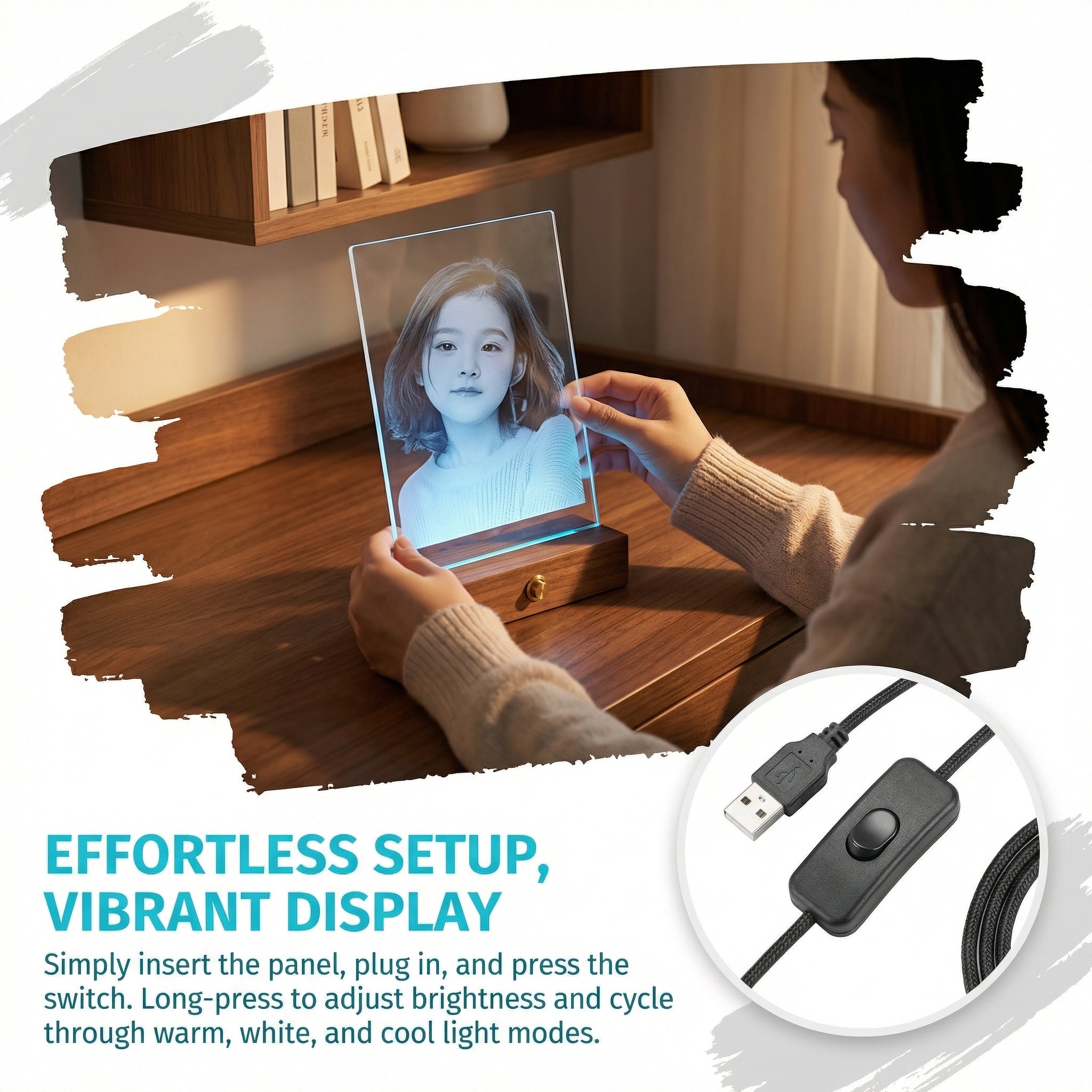 Glass Light Art | Custom Illuminated Keepsake with Different Light Modes